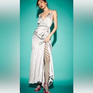 Free people Jocelyn silver wrap dress size 0